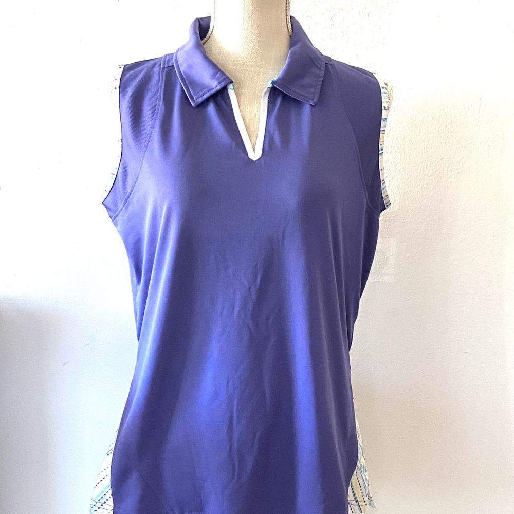Womans XL Pebble Beach Purple & White Golf Sleeveless Tank Top Dry Lux